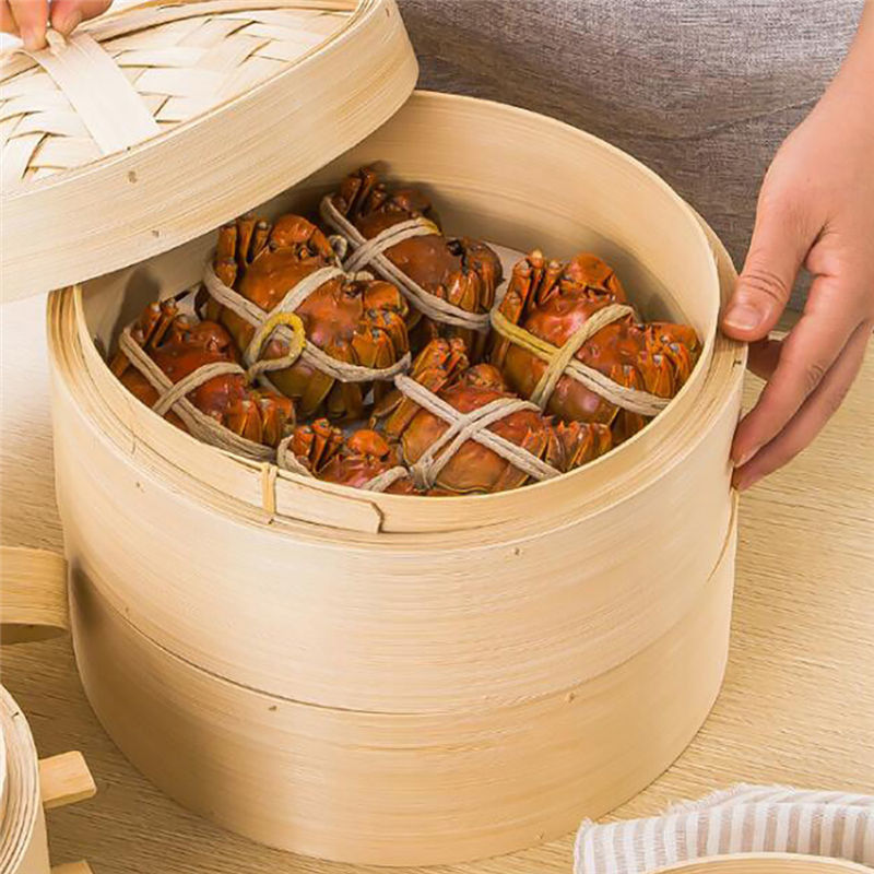 طبخ بخار آشپزخانه طبیعی Moso Bamboo Dim Sum 10inch