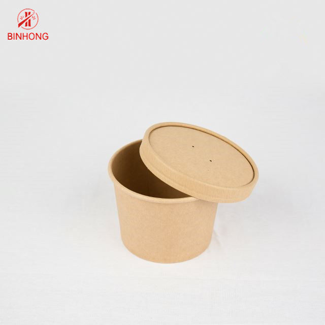 محفظه های یکبار مصرف کاغذی یکبار مصرف Eco Friendly 16oz با درب