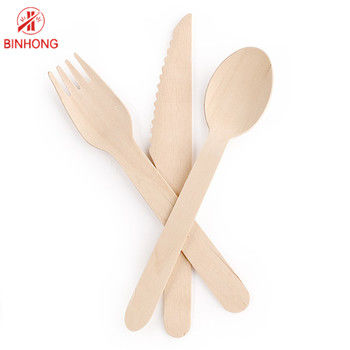 Oem Restaurant یکبار مصرف طبیعی چاقو قاشق چنگال چوبی کمپوست پذیر قابل تجزیه