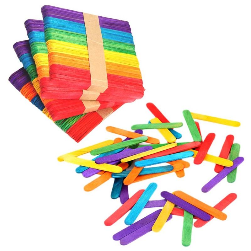 میله های Popsicle رنگی صنوبر 4.5Inch برای کارهای هنری DIY