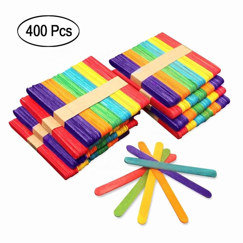 میله های Popsicle رنگی صنوبر 4.5Inch برای کارهای هنری DIY