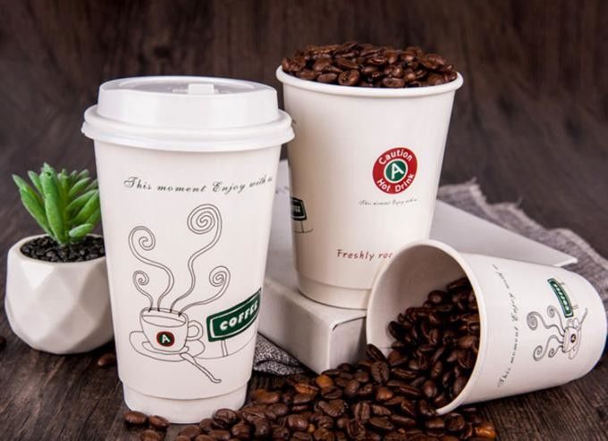 ISO9001 لیوان نوشیدنی قهوه کاغذی کرافت دو لایه 16oz برای کافه