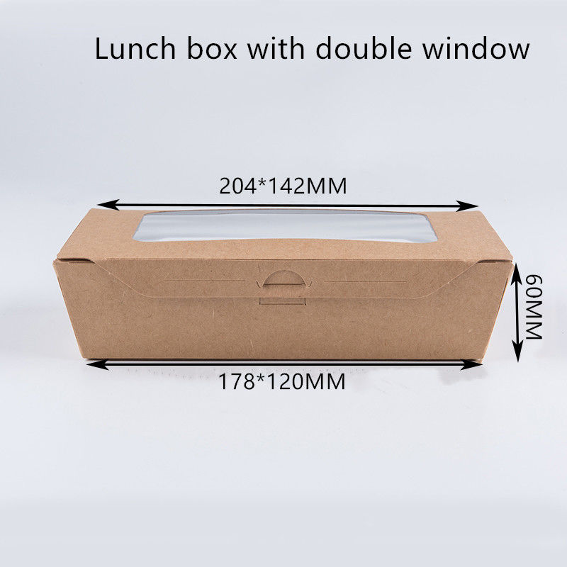 1200ml 337 380 400gsm جعبه ناهار کاغذی کرافت با پنجره PET