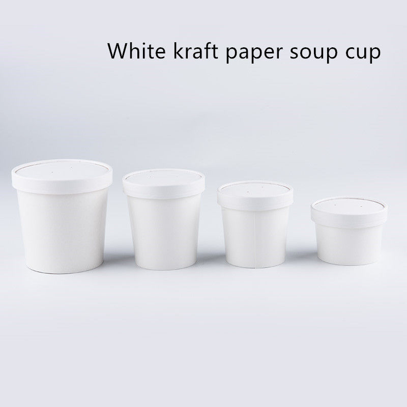 ظروف آماده سازگار با محیط زیست کاغذ کرافت سفید 12oz 16oz 320gsm