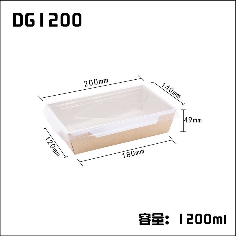 Food Grade Square Fry Rice Kraft Paper Box Bulk Greaseproof with Cover