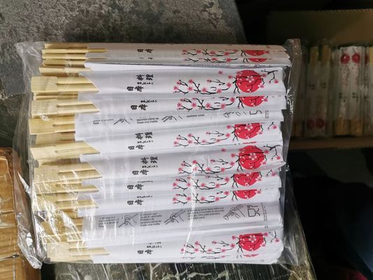 چاپستیک یکبار مصرف بامبو طبیعی سوشی بسته بندی شده کاغذی با لوگوی سفارشی